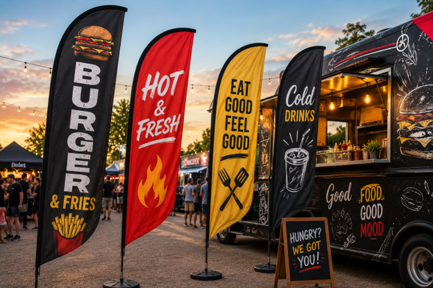 How Food Truck Flags Help You Stand Out at Events