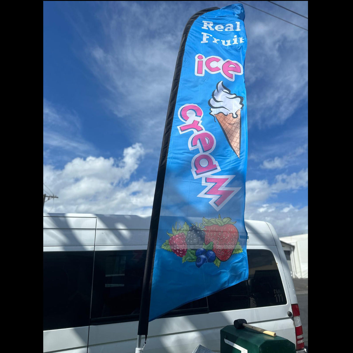 Real Fruit Ice Cream - HUGE Advertising Flag