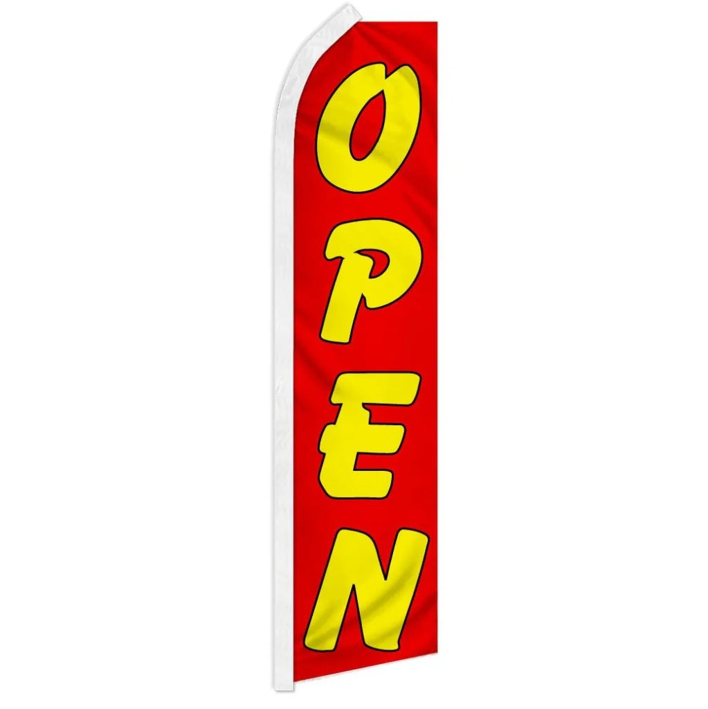 Open - HUGE Advertising Flag - Red and Yellow